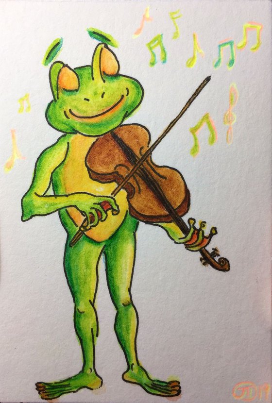 The frog loves music