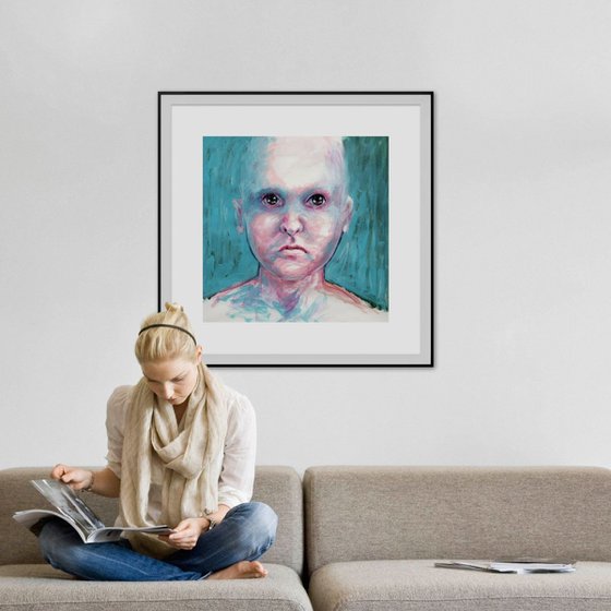 Face #4 - imaginary portrait large size - artwork on paper - 70X70 cm