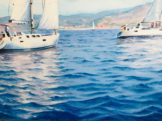 Seascape with Sailboats 30