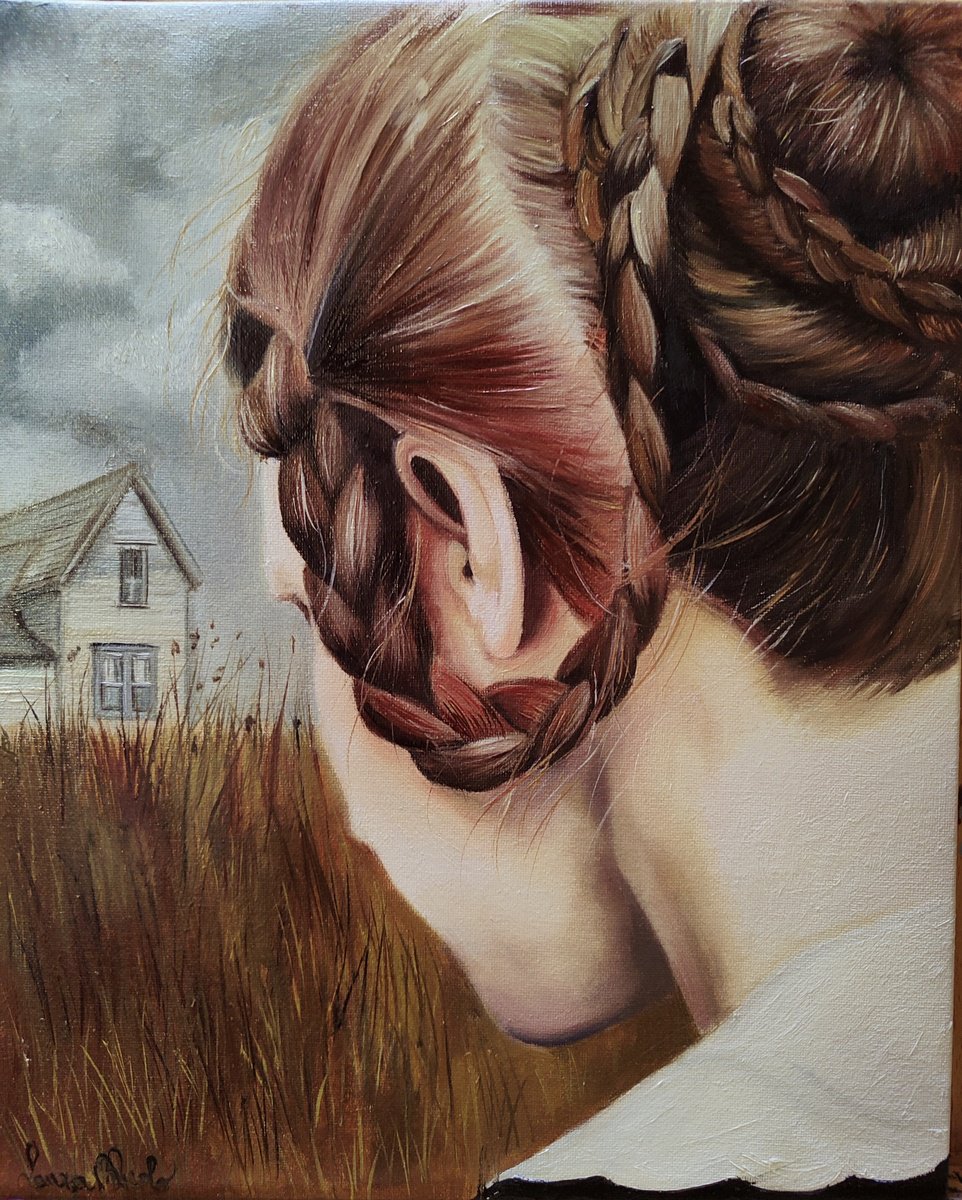 Photorealistic Portrait Oil Painting By Laura Muolo, 9 X 12", That Little White House, Original Artwork