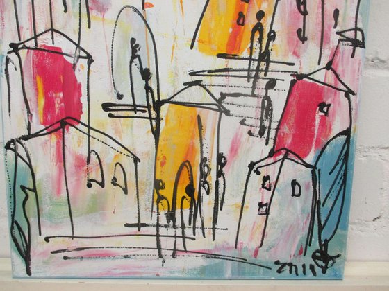 mediterrean blue city xl Acrylpainting  19,7 x 39,4inch