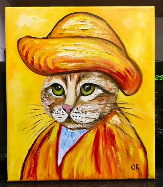 Cat, Vincent Van Gogh inspired by his self-portrait.