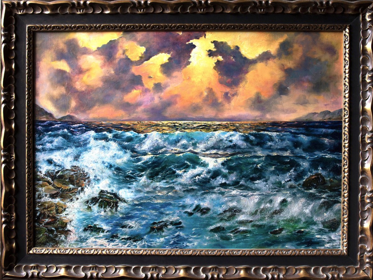 Impressionistic Landscape Oil Painting By Inga Loginova, 32 X 24, Sunny Epilogue, Original Artwork