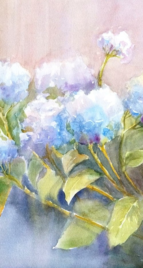 Blue Hydrangeas flowers by Ann Krasikova