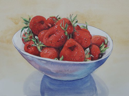 Bowl of strawberries by Krystyna Szczepanowski