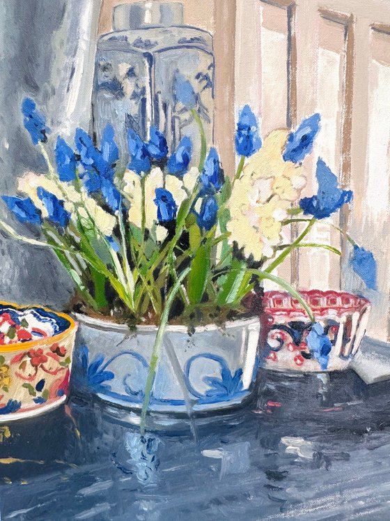 Pottery and hyacinths