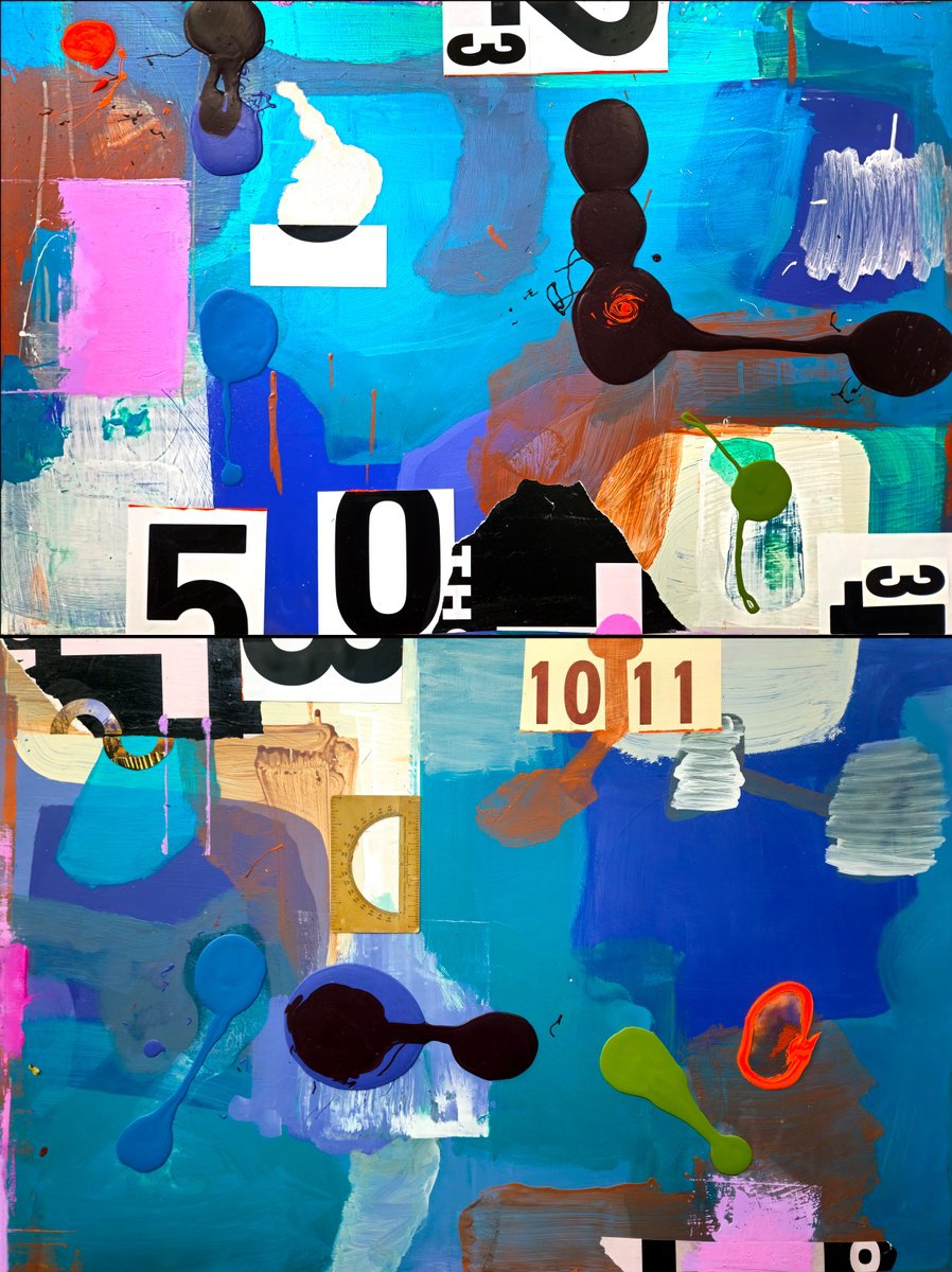 Abstract Collage By Shelton Walsmith, 36 X 48", Seconds, Minutes, Hours, Days, Months, Etc., Original Artwork