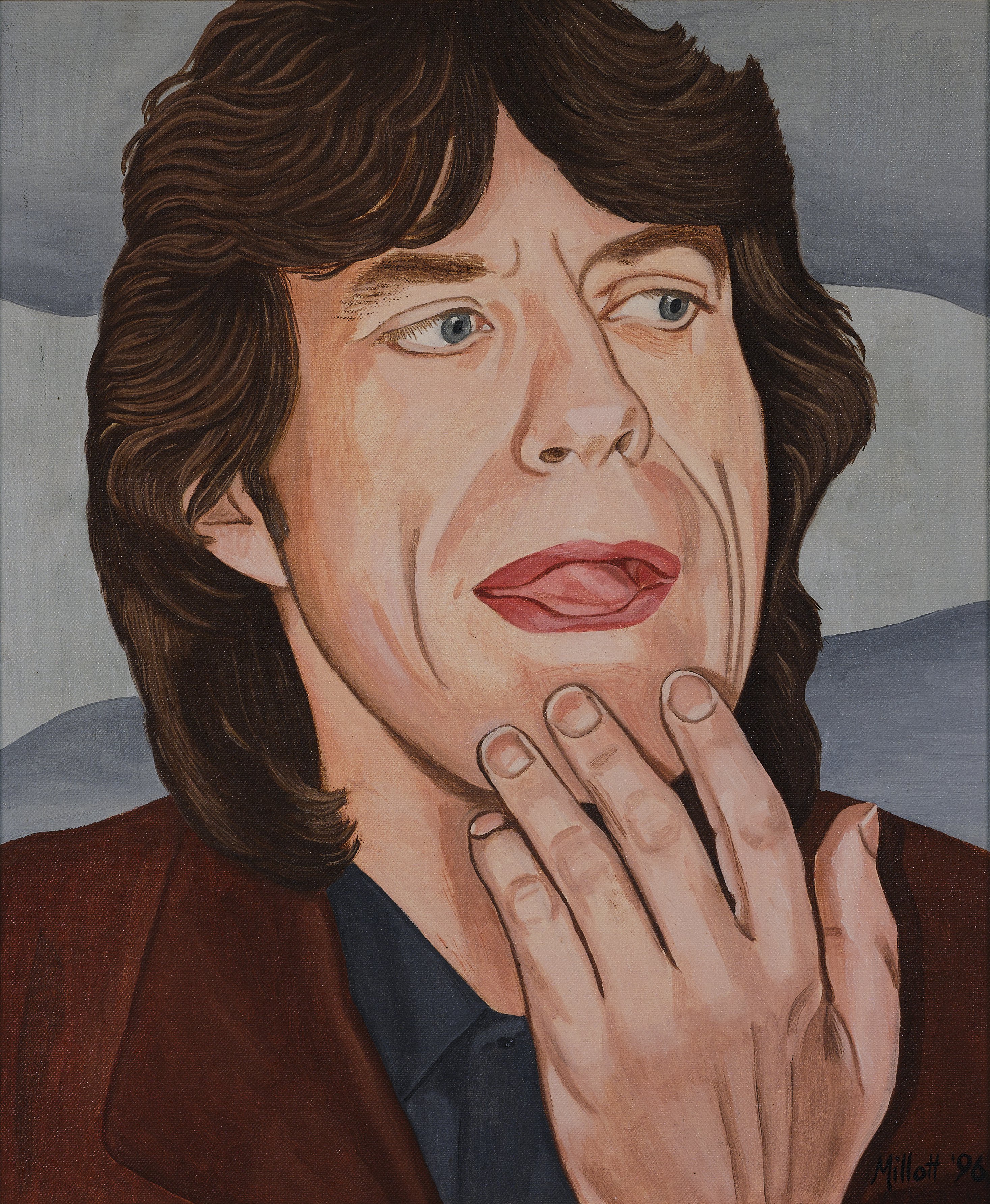 Impressionistic Portrait Oil Painting By Caroline Millott, 27 X 31, Mike Jagger, Original Artwork