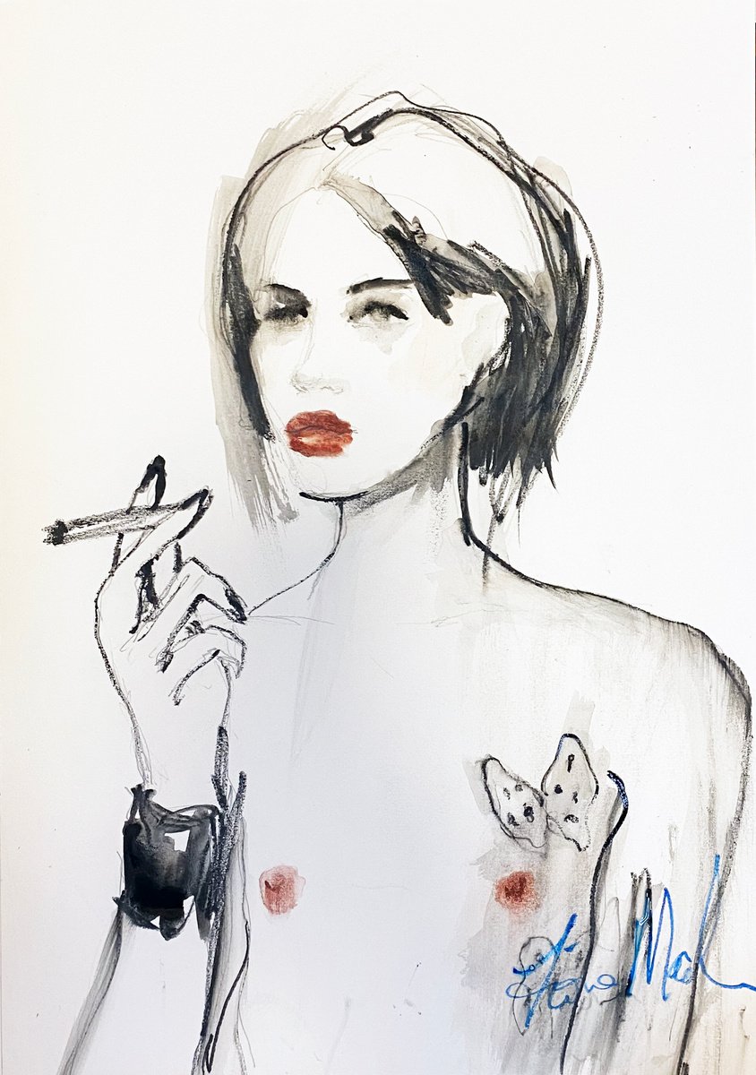 Renat smoking by Fiona Maclean