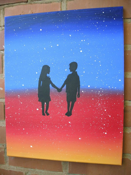 original romance abstract landscape anniversary "Star Struck" painting art canvas - 20 x 16 inches romance gifts for her