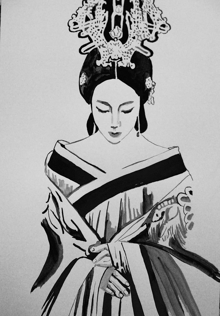 Geisha III / 42 x 29.7 cm by Alexandra Djokic