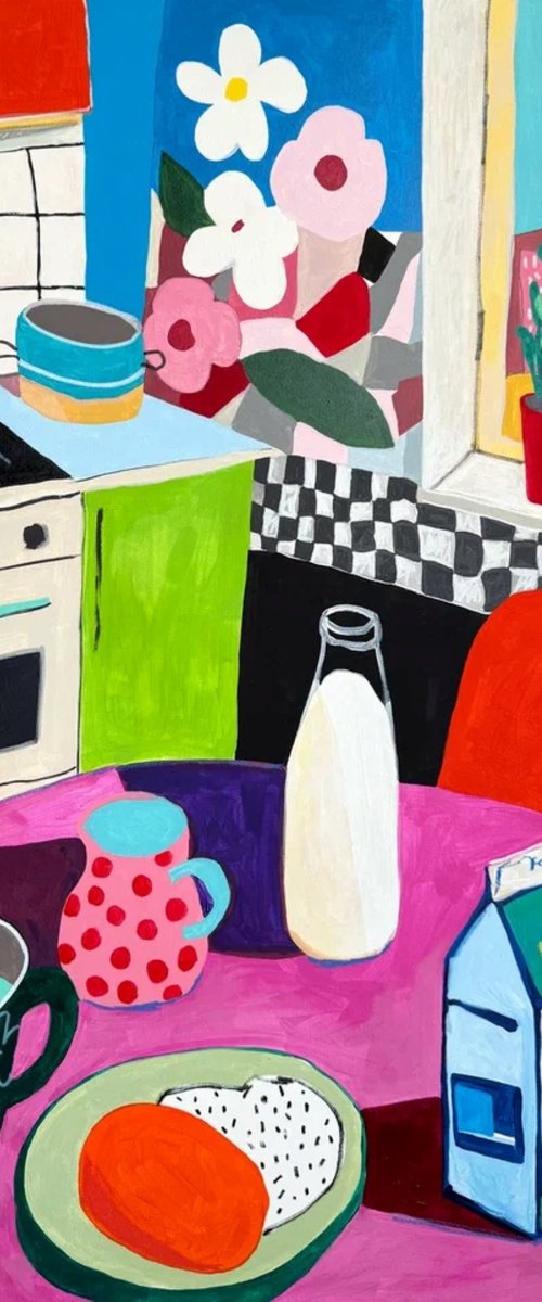 Morning Milk Carton in Floral Kitchen by Sasha Robinson