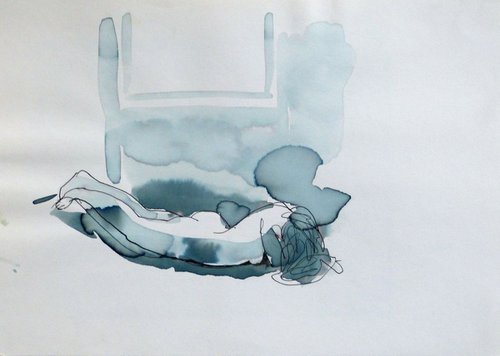 Reclining Nude 5, 21x29 cm by Frederic Belaubre