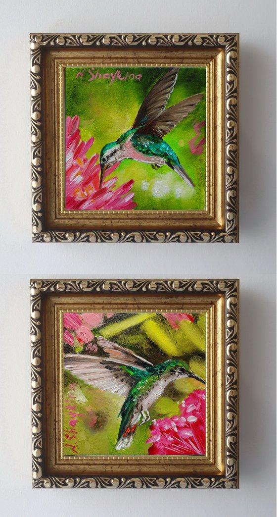Hummingbird and Red Flowers Mini Set