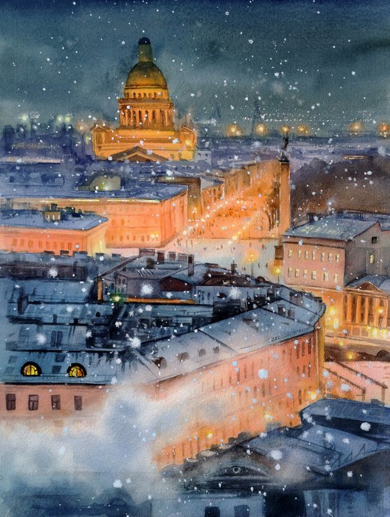 Magical Winter Evening in St. Petersburg