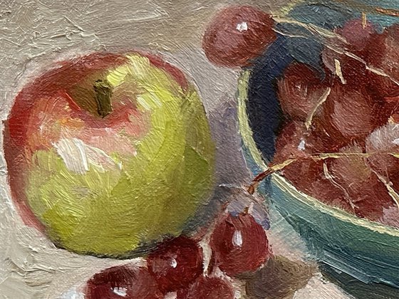 Apple and Grapes Still Life