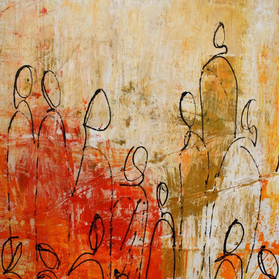 orange citylife with bikes  xxl on canvas, not stretched