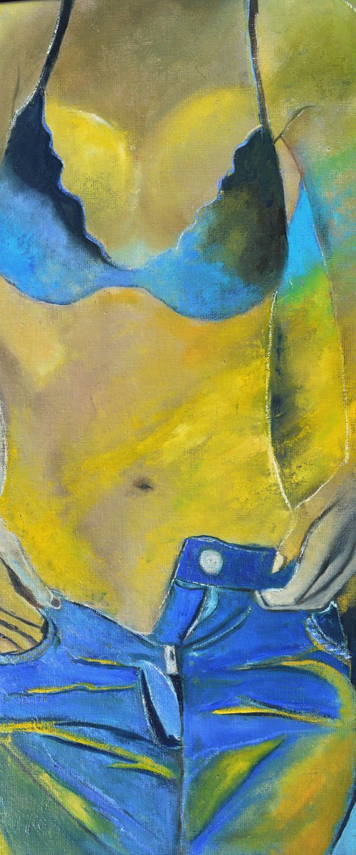 Nude girl in jeans by Pol Henry Ledent