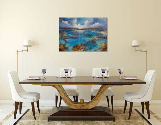 A large original modern semi abstract  seascape painting "Wonderland"