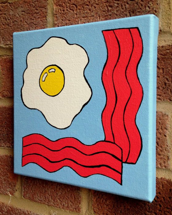 Fried Egg And Bacon Pop Art Painting Canvas