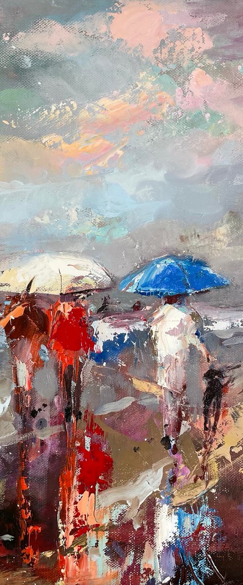 Stroll in Rainy Beach by Ewa Czarniecka