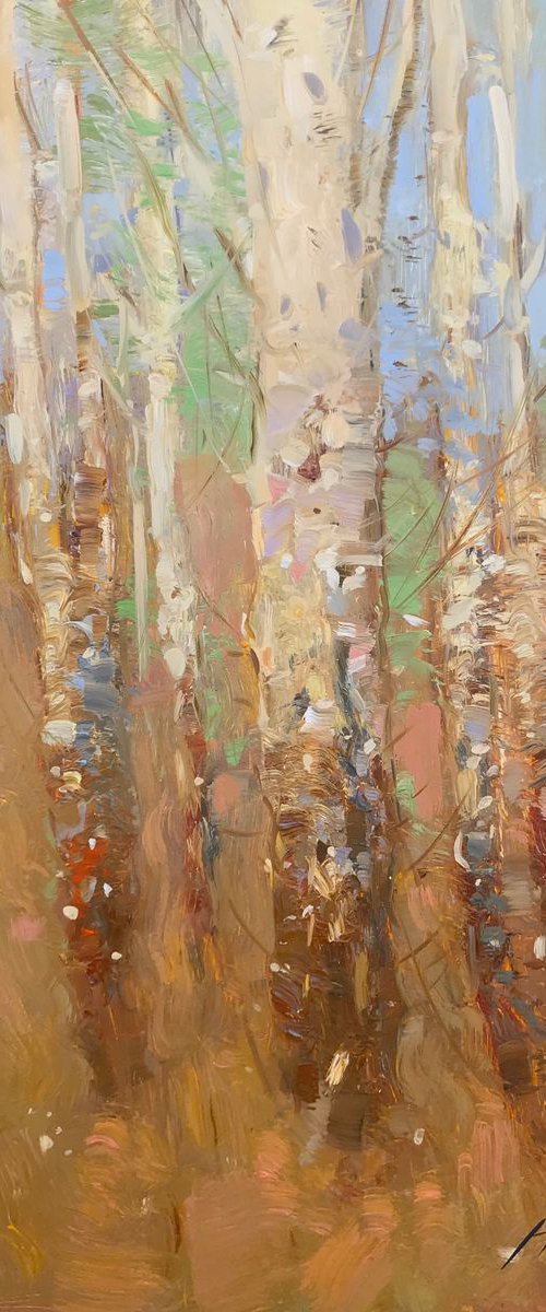 Autumn Trees, Landscape oil painting, Handmade artwork, by Vahe Yeremyan