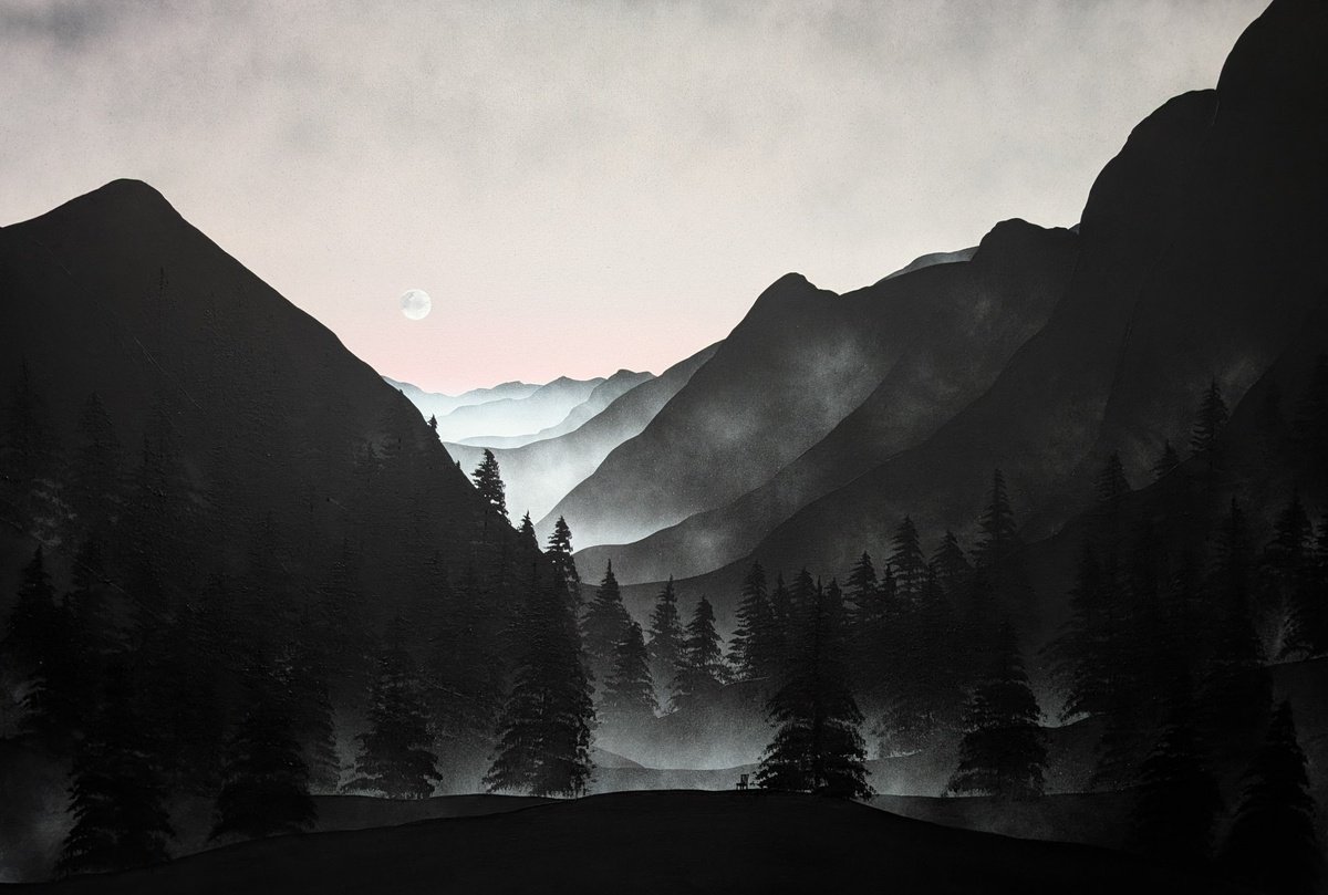 Acrylic Painting , Still, The Moon Remains By Robert Owen Bloomfield, 46 X 32, Artwork For Sale On Artfinder