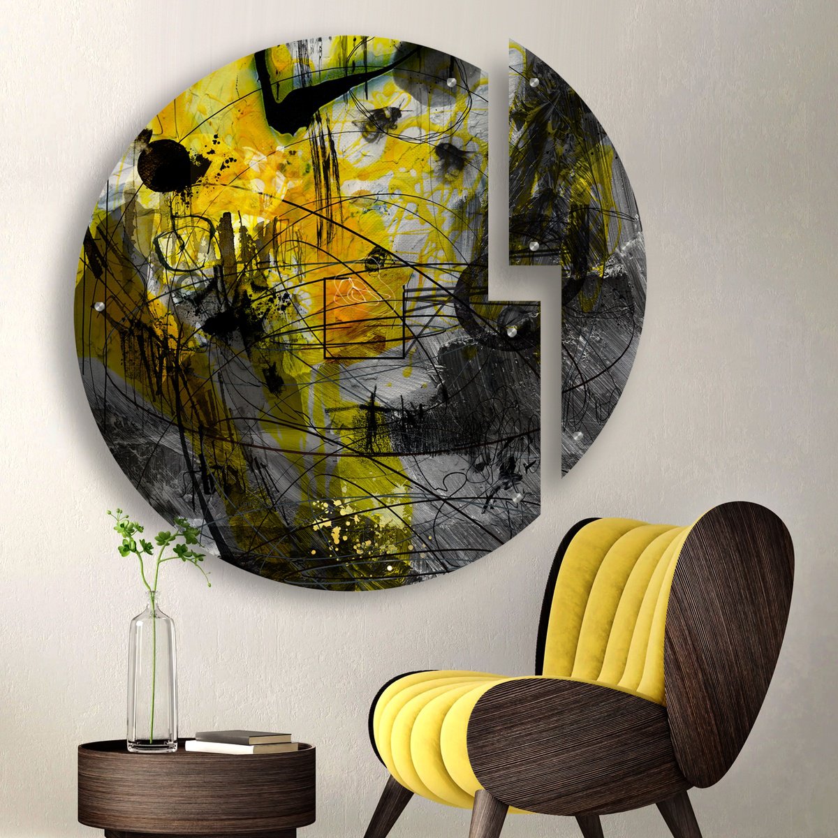 Abstract Print By Lynne Godina-Orme, 49 X 49", Honey Pot - Diptych, Original Artwork