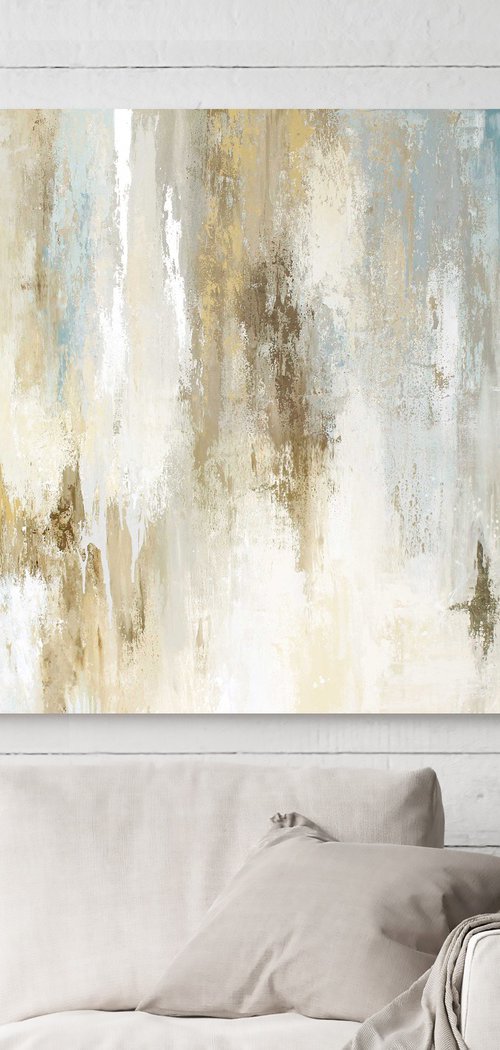"Instant" Blue gray beige abstract art by Yana Sagan