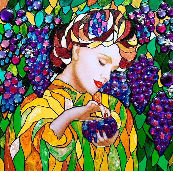 Woman and grape