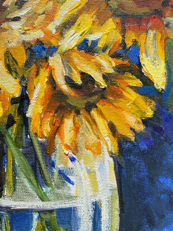 Sunflowers in a Glass Vase