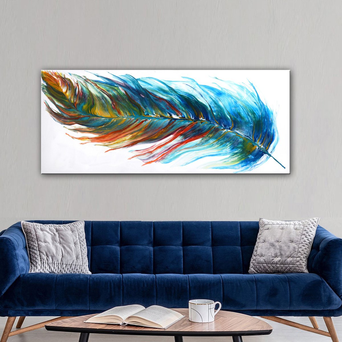 Magic Feather 2- Large Painting 72 x 30 by Nataliya Stupak