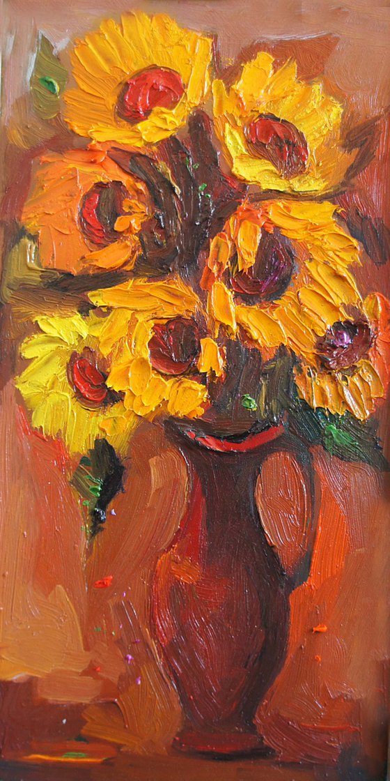 Sunflowers, Framed oil painting