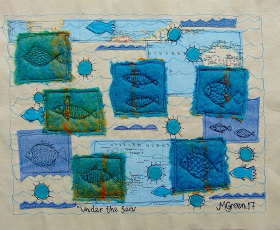"Under the Sea" - textile collage