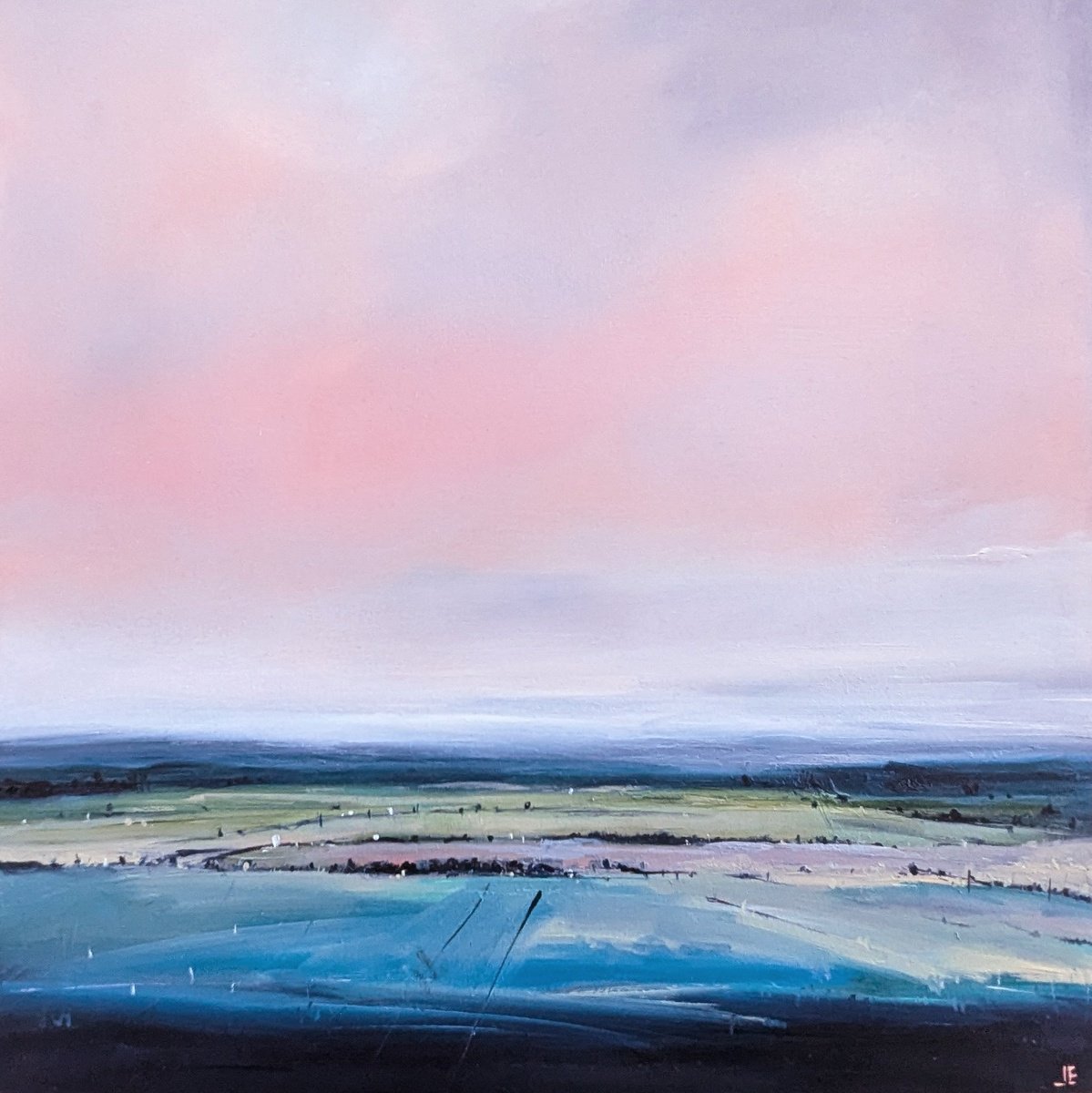 Expressive Landscape Oil Painting By Jo Earl, 8 X 8, Saunderton - Bucks Landscape, Original Artwork