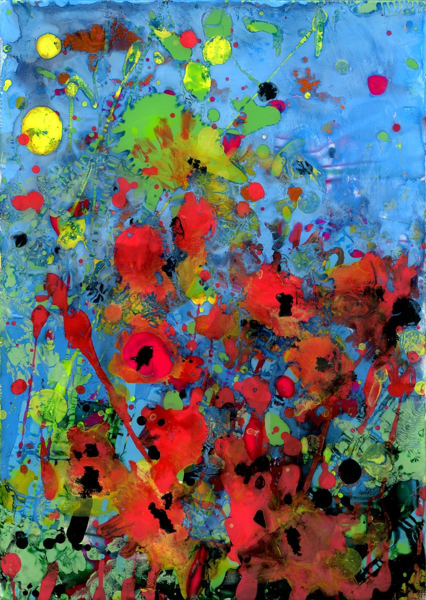 Flower Meadow 1 - Abstract Floral art painting by Kathy Morton Stanion by Kathy Morton Stanion