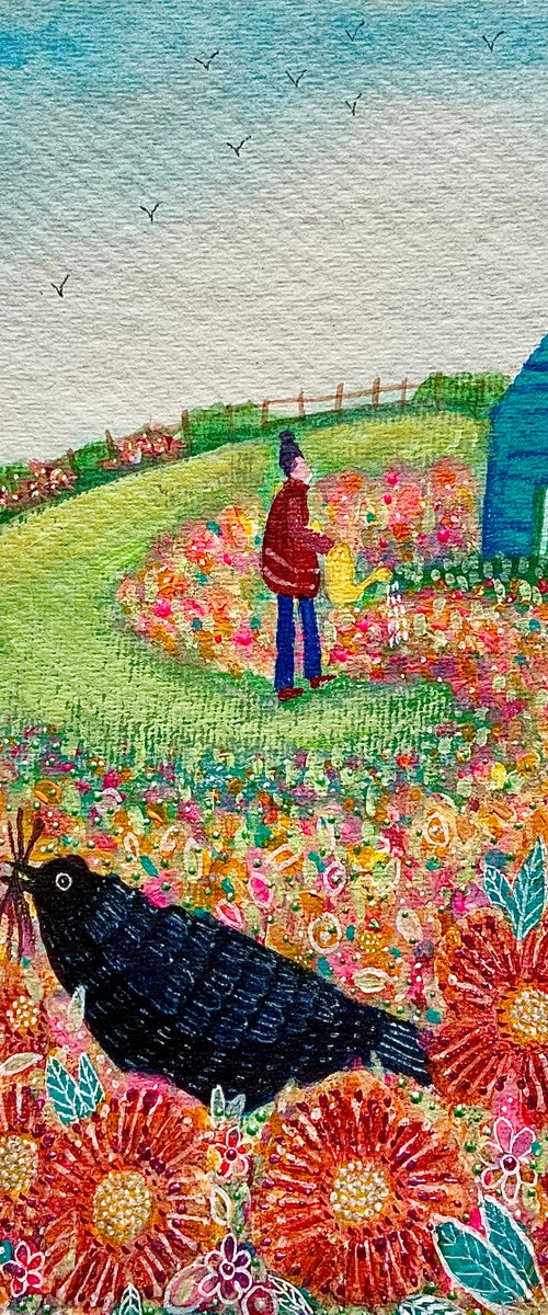 Spring Garden, watercolour and acrylic painting by Janice MacDougall