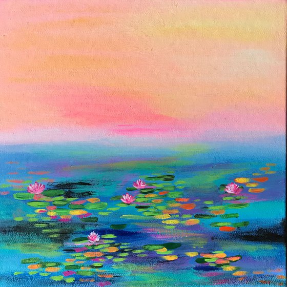 Water Lily Affair !! Abstract !!  Monet inspired !!