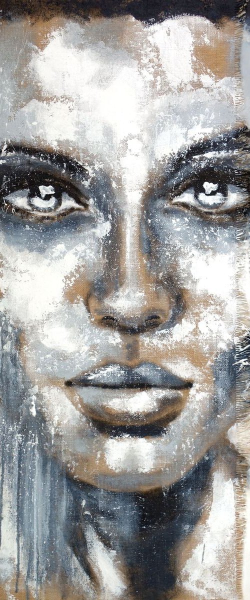 Deep and madly  XL Portrait black&white by Anita Kaufmann