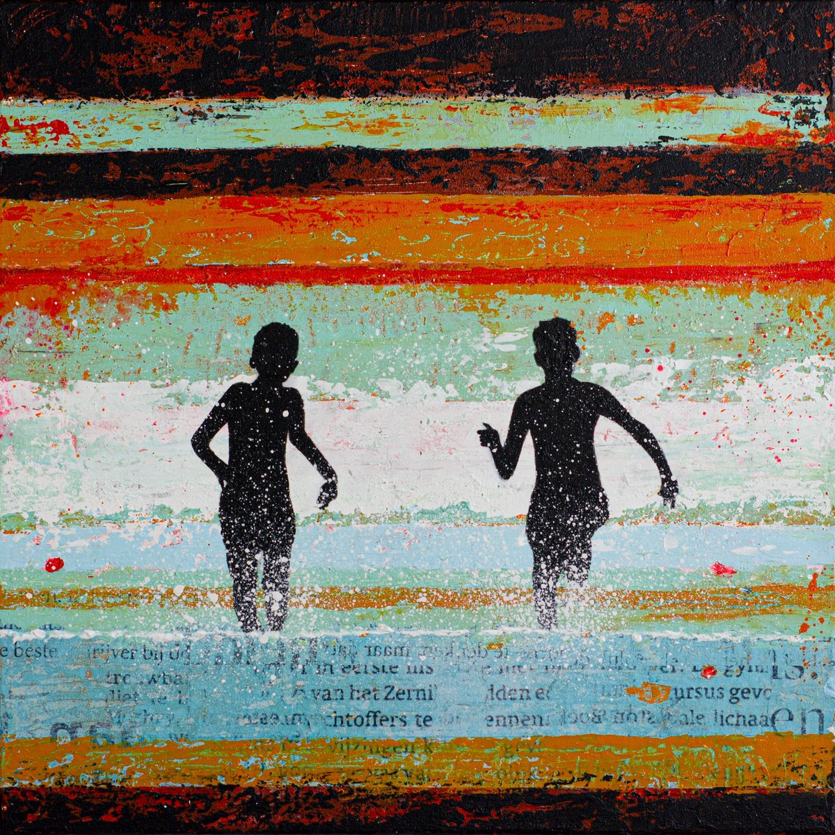 Urban And Pop Landscape Painting By Db Waterman, 20 X 20, Carefree, Original Artwork