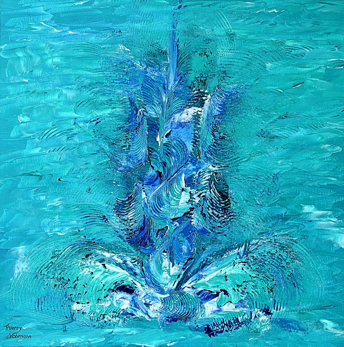 Abstract Landscape Acrylic Painting By Thierry Vobmann. Abstract ., 28 X 28", Our Blue Planet, Original Artwork