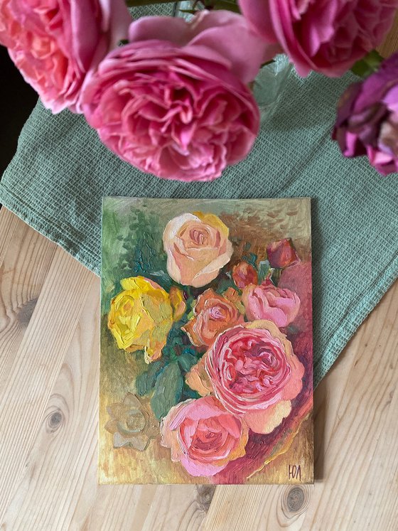 Roses Forget-me-nots tulip flowers