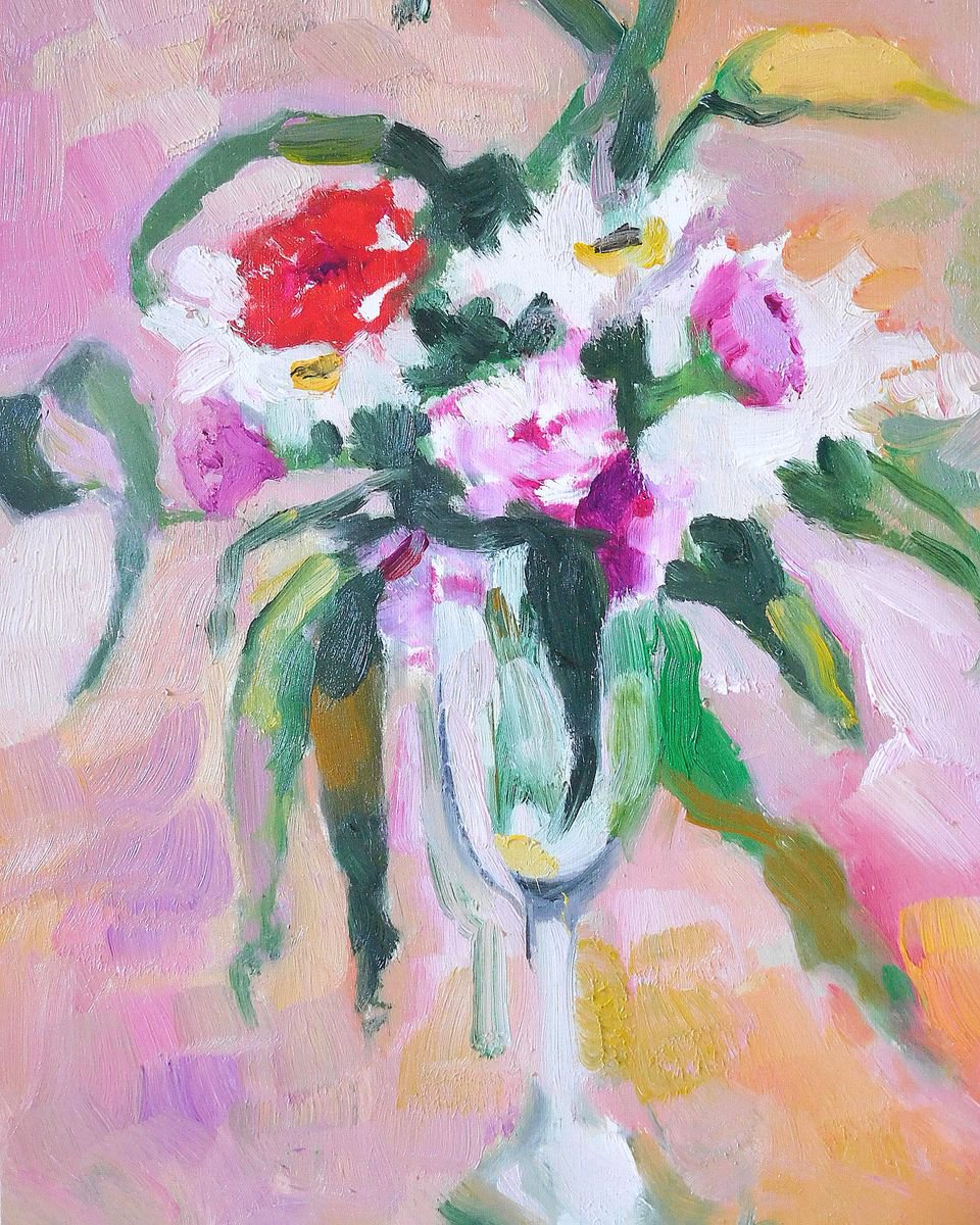 Flowers in Champagne Glass by Ann Cameron McDonald