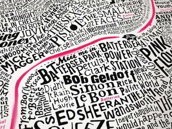 Music Map Of London (Pink Thames)