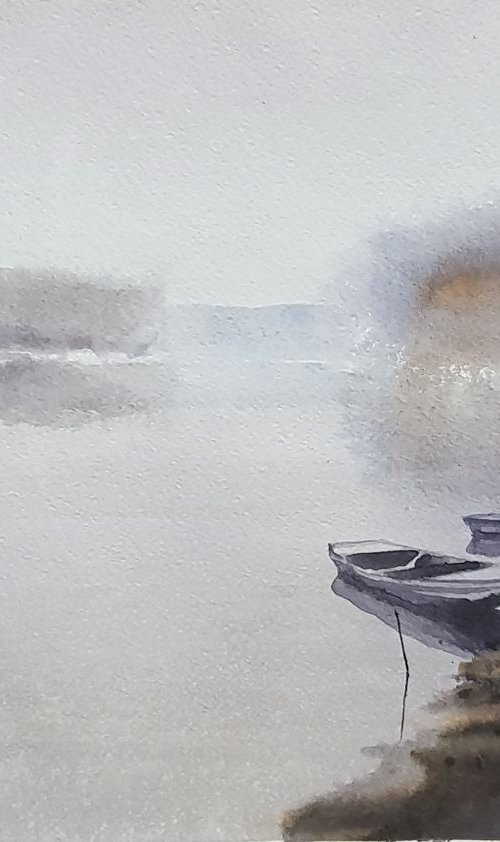"Two boats in the morning mist" SPECIAL PRICE!!! by Ivan  Grozdanovski