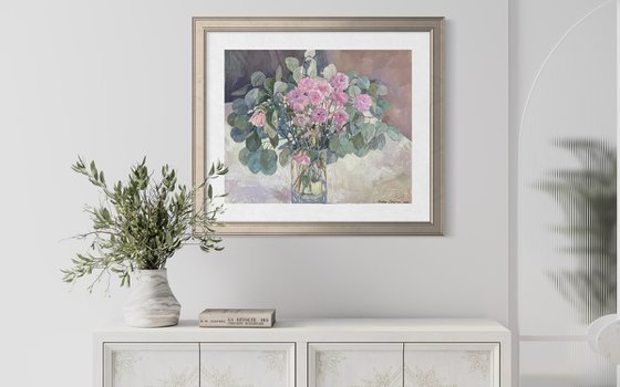 Delicate bouquet in a glass vase