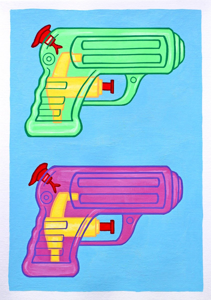 Water Pistols Pop Art Painting by Ian Viggars