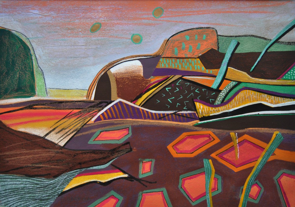 Abstract Pastel Drawing By Valeri Tsvetkov, 20 X 14", Abstract Drawing, Original Artwork