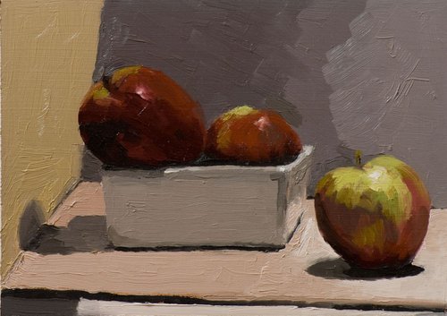 Square Bowl and Apples by Mark Holcroft