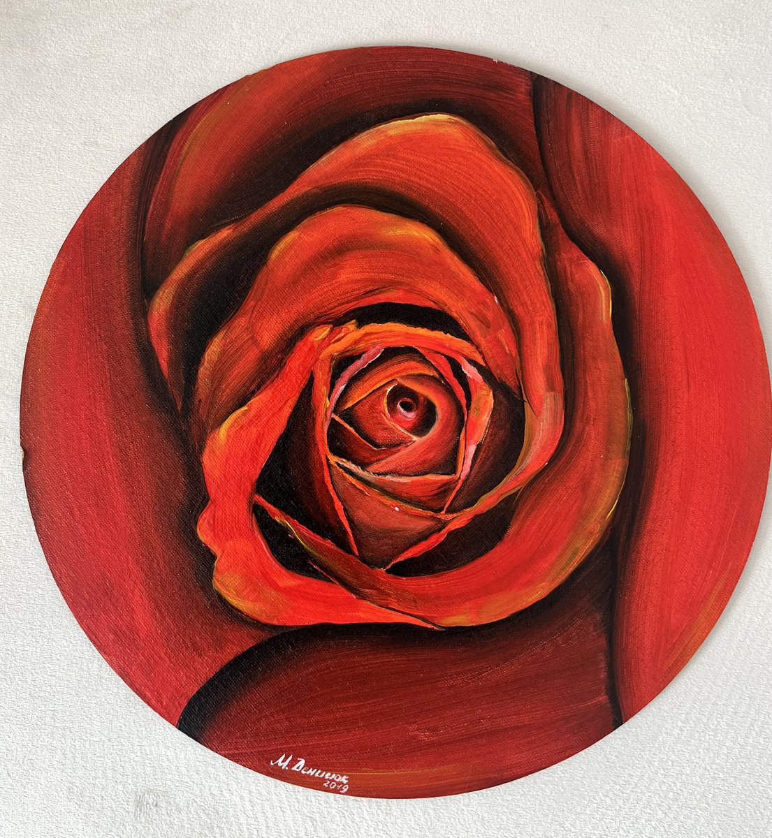 Photorealistic Oil Painting , Red Rose By Myroslava Denysyuk, 16 X 16, Artwork For Sale On Artfinder